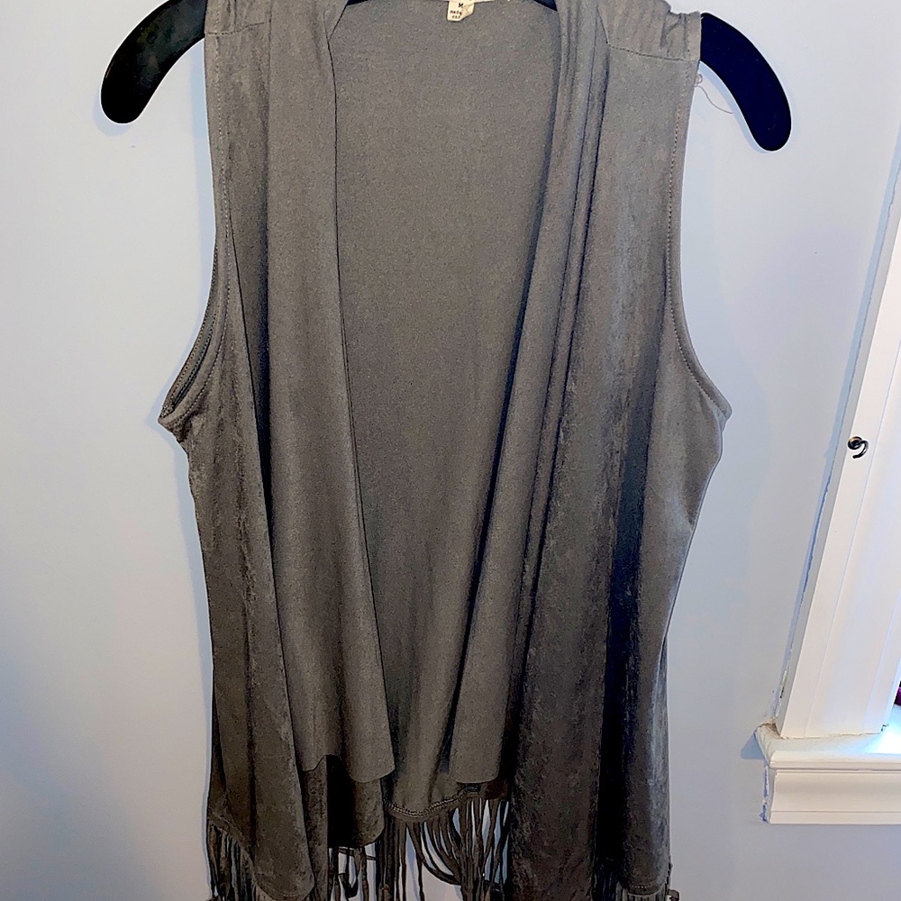 Suede Green Vest w/ Fringe